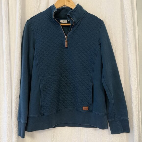 LL Bean Women's Quilted Full-Zip Sweatshirt Turquoise Dark Teal - Picture 1 of 8